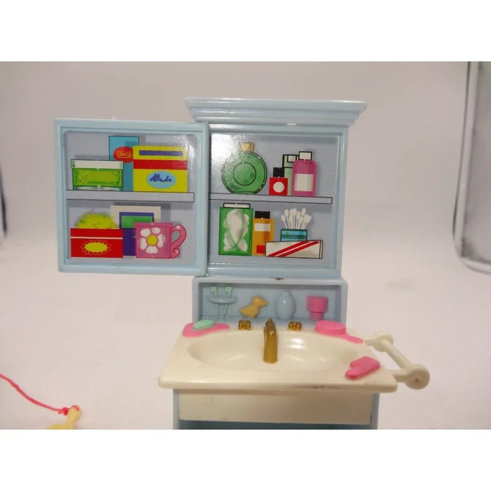 Fisher Price Loving Family Dollhouse Bathroom Lot‎ Toilet and Vanity Sink 2002
